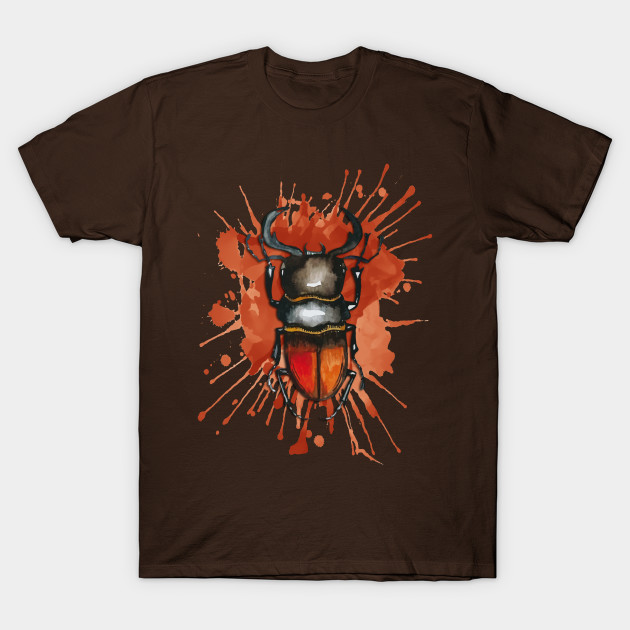 Beautiful Watercolor crawling BUG Red Brown